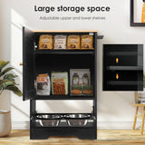 Feeding Station With 1 Locker, Pet Feeding Station With 2 Overhead Dog Bowls, Side Hooks, Anti-Tipping Kit, Concealed Pet Feeding Station For Feeding And Drinking, Black